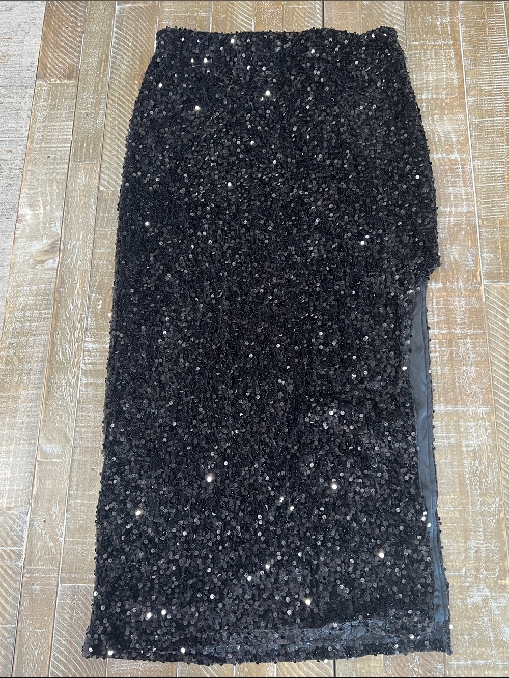 Black Sequin Pencil Skirt